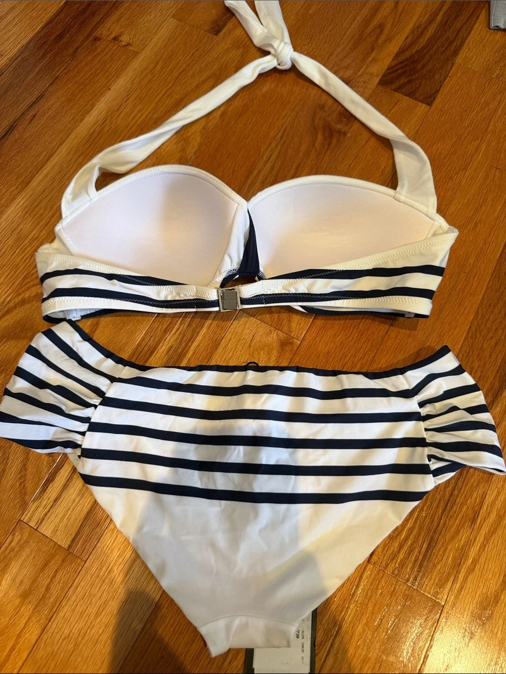 Dolce & Gabbana Striped White & Navy Halter Bikini Set - Women Swim